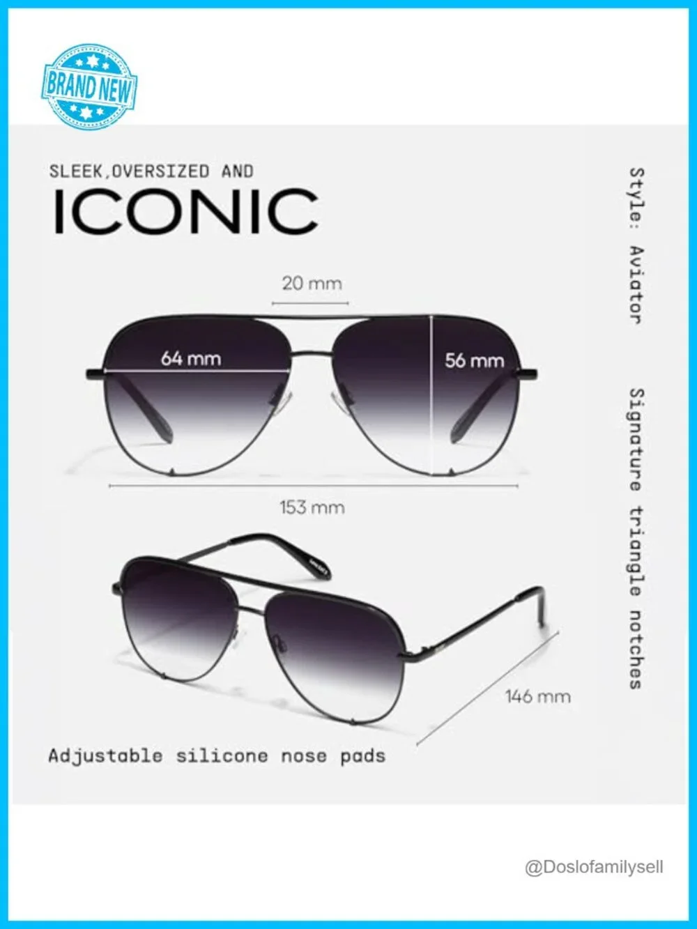Oversized Aviator Sunglasses with Metal Frame and Polarized Lenses